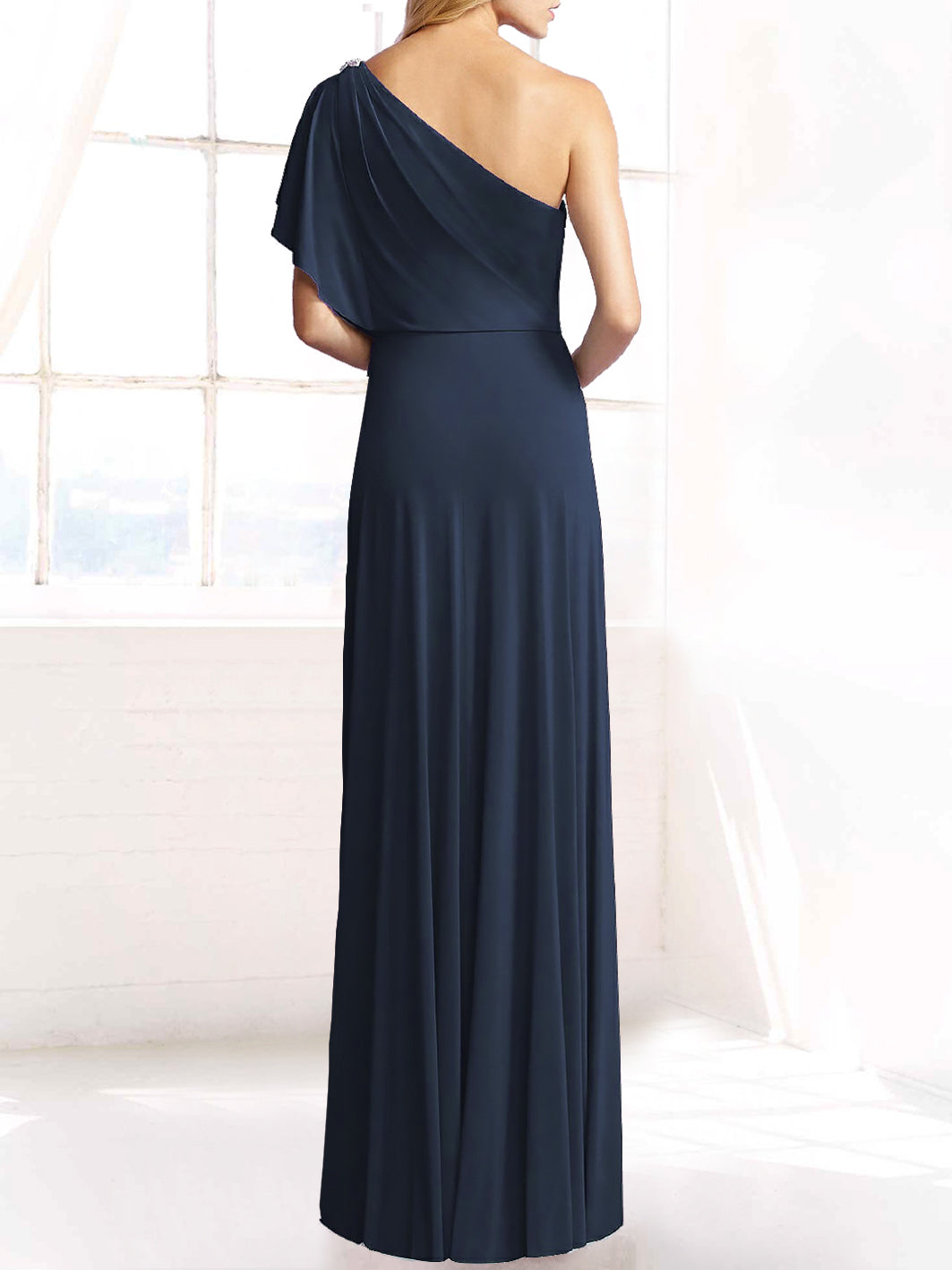 Chiffon One Shoulder Sleeveless Bridesmaid Dress| Plus Size | 60+ Colors