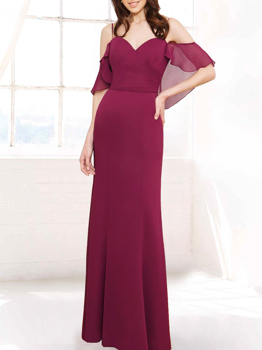 Chiffon V-Neck Cap Sleeves Bridesmaid Dress| Plus Size | 60+ Colors