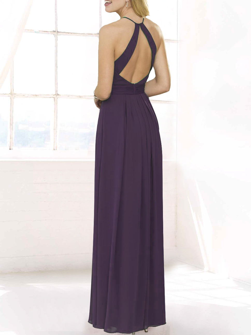 Chiffon V-Neck Sleeveless Bridesmaid Dress| Plus Size | 60+ Colors