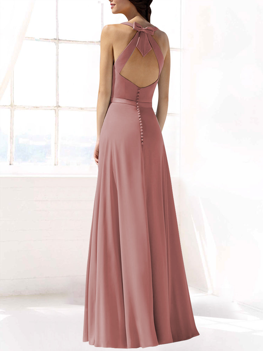 Chiffon V-Neck Sleeveless Bridesmaid Dress| Plus Size | 60+ Colors