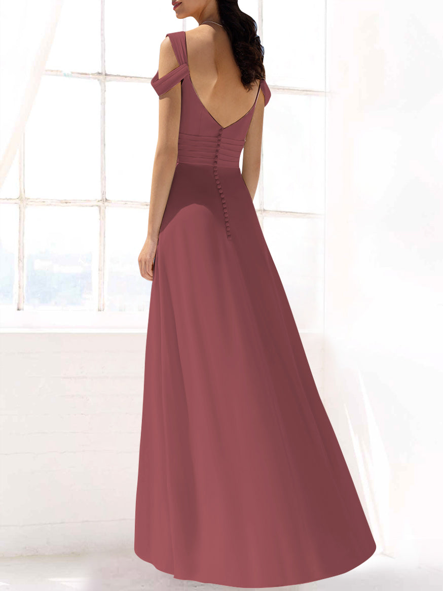 Chiffon V-Neck Sleeveless Bridesmaid Dress| Plus Size | 60+ Colors