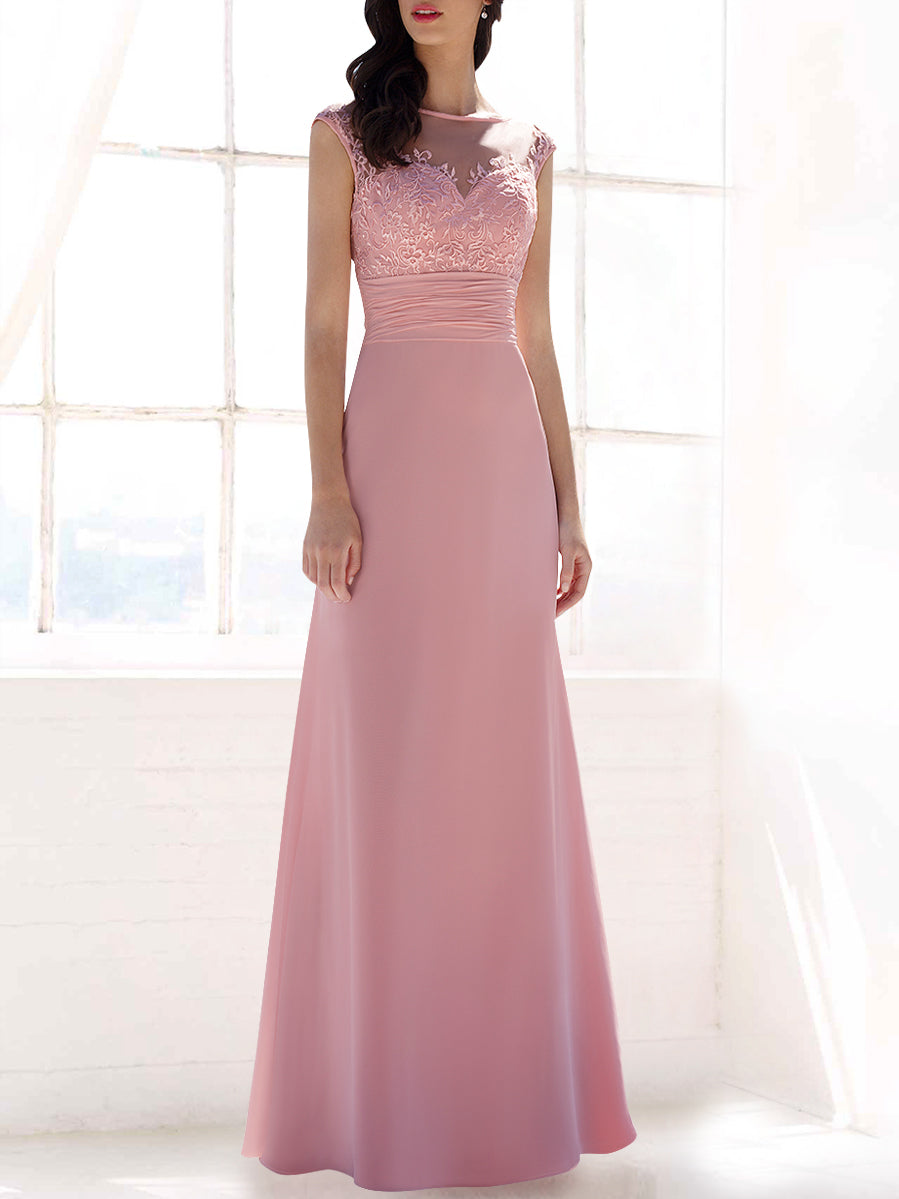 Chiffon V-Neck Sleeveless Bridesmaid Dress| Plus Size | 60+ Colors