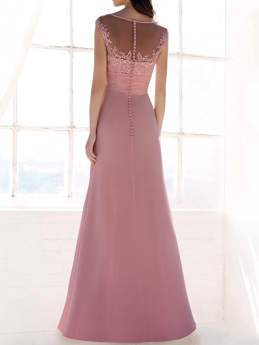 Chiffon V-Neck Sleeveless Bridesmaid Dress| Plus Size | 60+ Colors