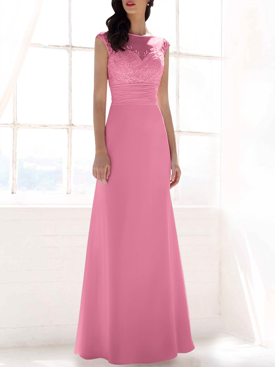 Lace Column Sweetheart Sleeveless Bridesmaid Dress-MB53397