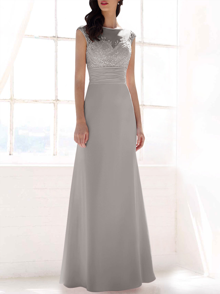 Lace Column Sweetheart Sleeveless Bridesmaid Dress-MB53397