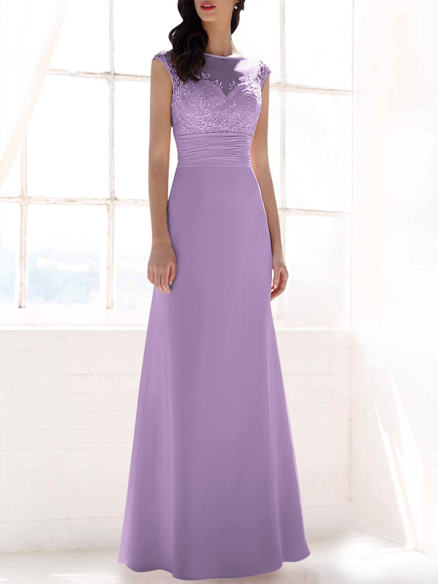 Lace Column Sweetheart Sleeveless Bridesmaid Dress-MB53397