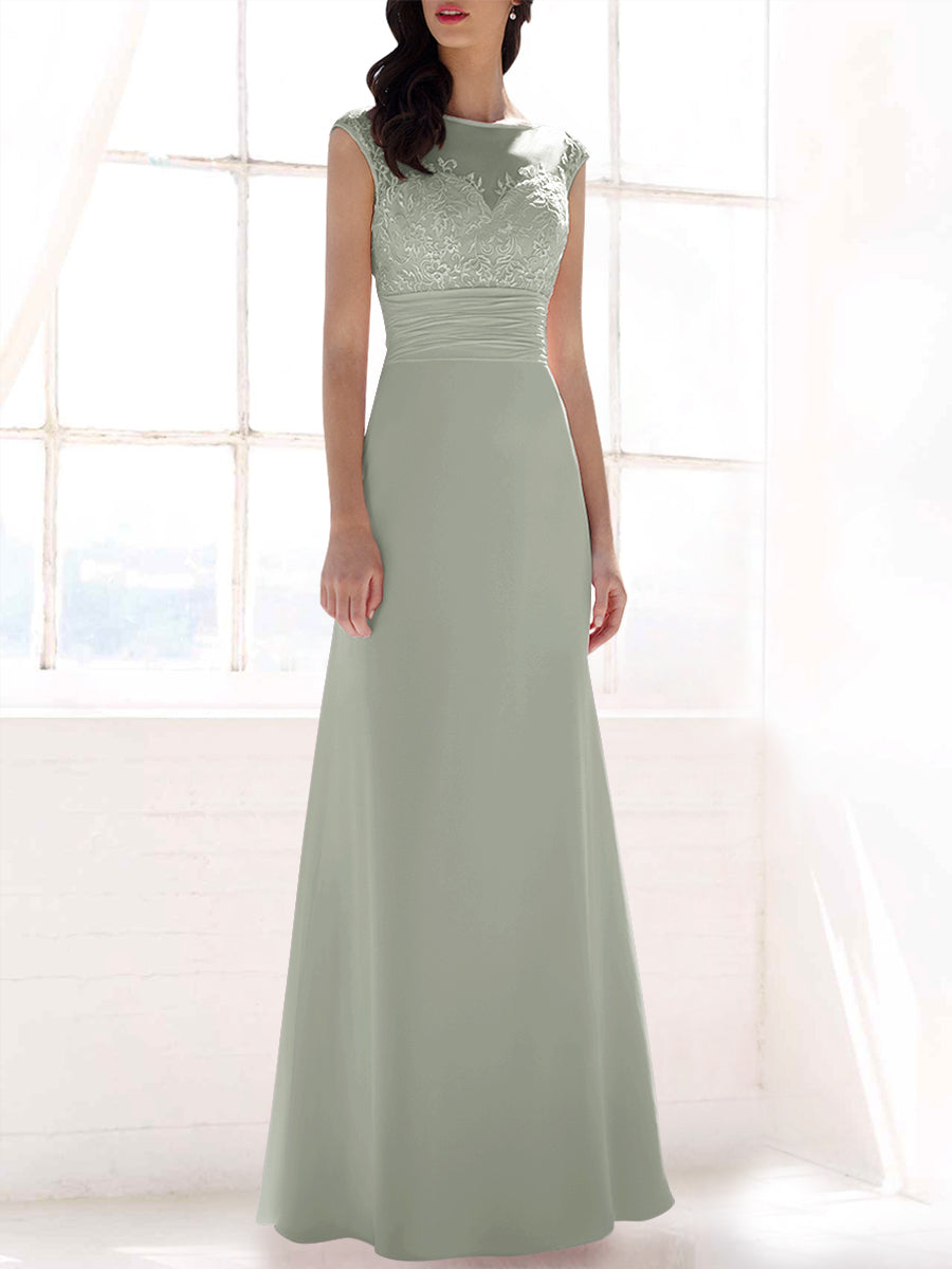 Lace Column Sweetheart Sleeveless Bridesmaid Dress-MB53397