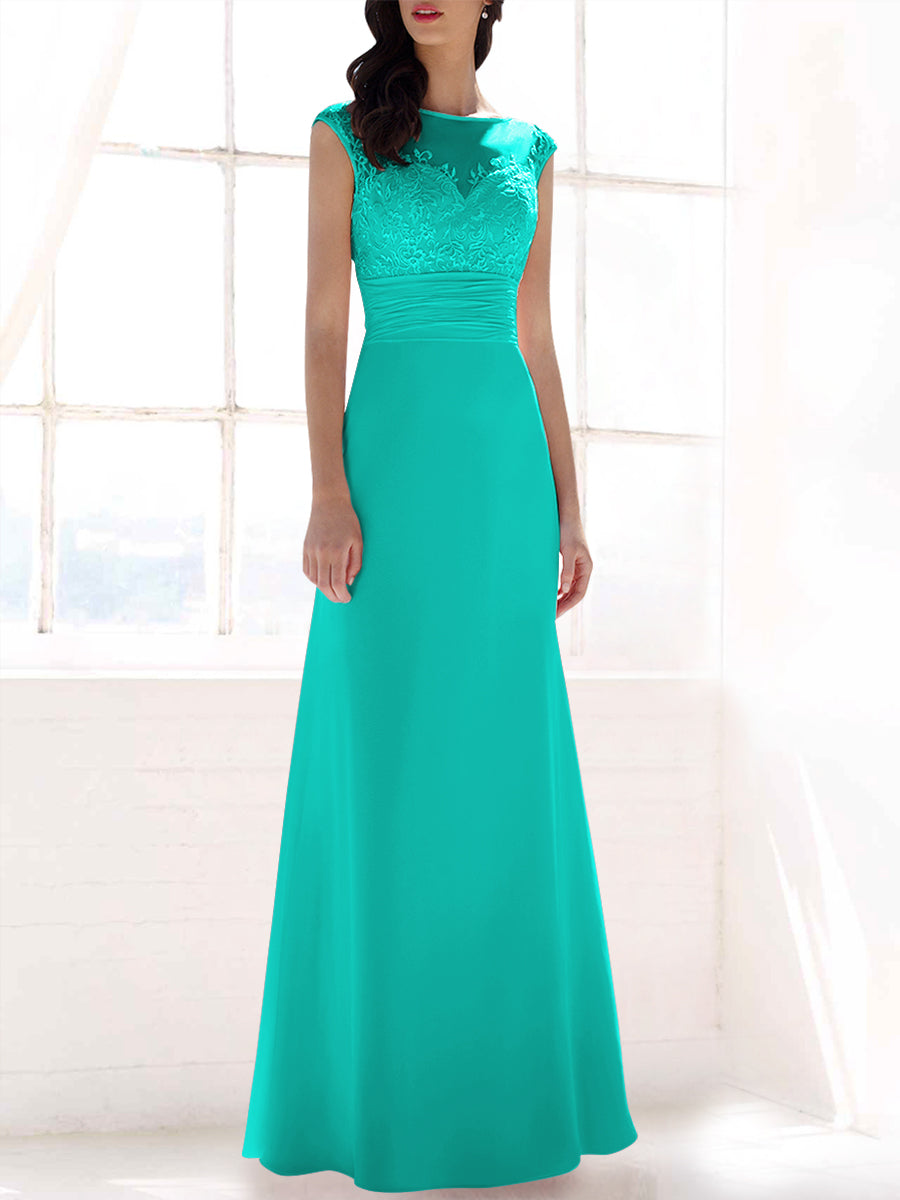 Lace Column Sweetheart Sleeveless Bridesmaid Dress-MB53397