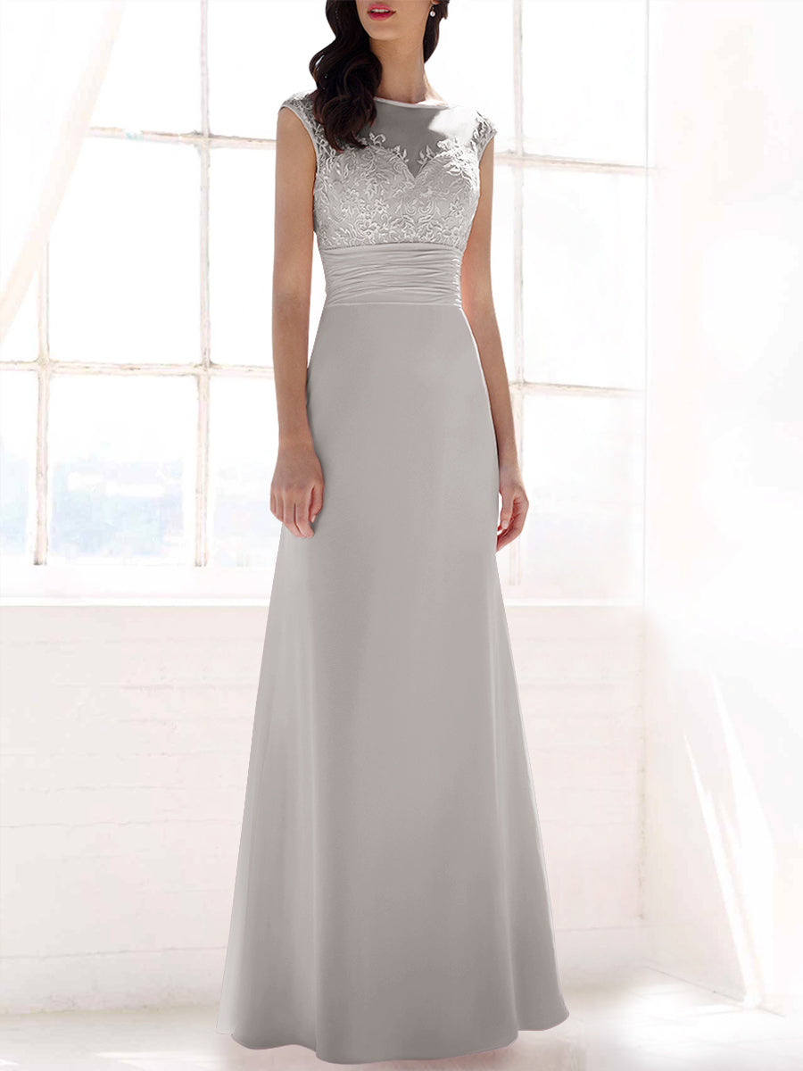 Lace Column Sweetheart Sleeveless Bridesmaid Dress-MB53397