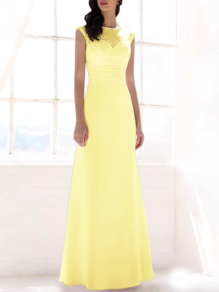 Lace Column Sweetheart Sleeveless Bridesmaid Dress-MB53397