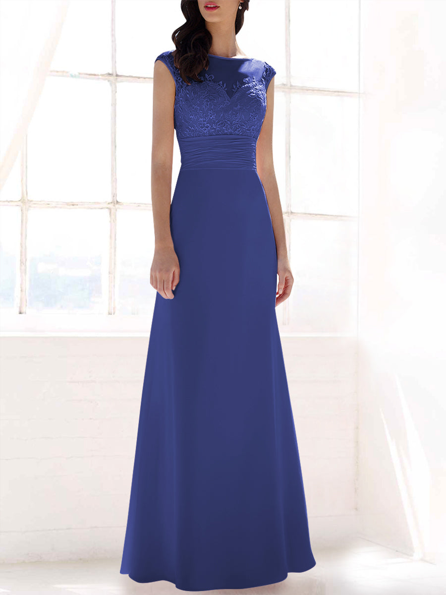 Lace Column Sweetheart Sleeveless Bridesmaid Dress-MB53397