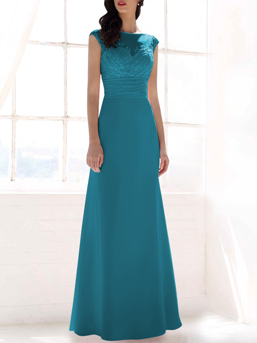 Lace Column Sweetheart Sleeveless Bridesmaid Dress-MB53397