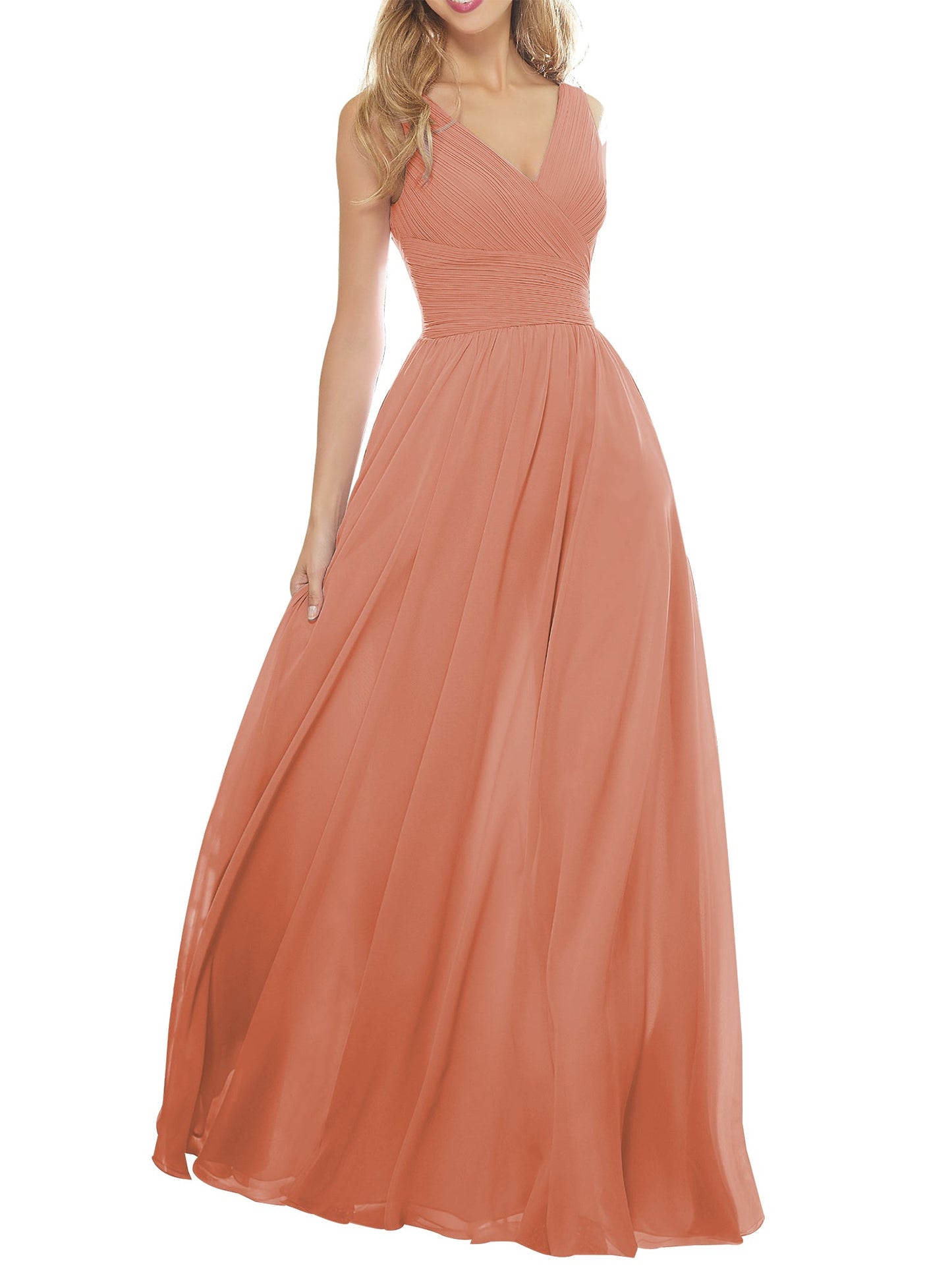 Chiffon Halter Sleeveless Bridesmaid Dress| Plus Size | 60+ Colors