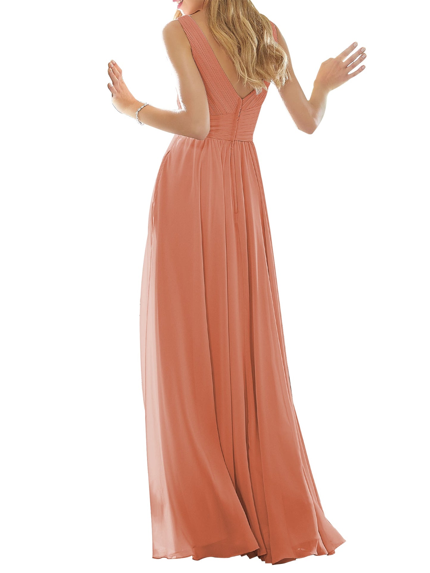 Chiffon Halter Sleeveless Bridesmaid Dress| Plus Size | 60+ Colors