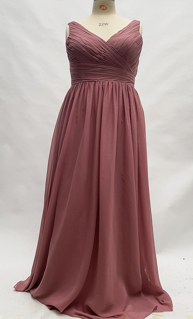 Chiffon Halter Sleeveless Bridesmaid Dress| Plus Size | 60+ Colors