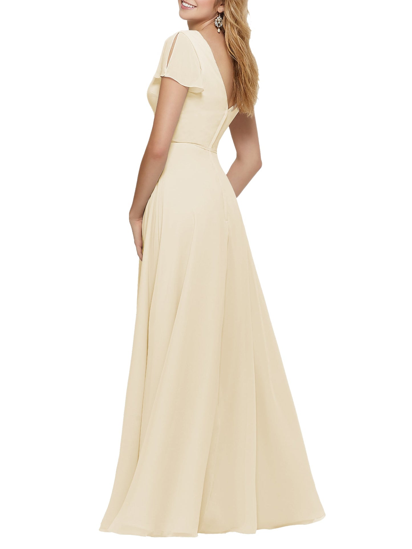 Chiffon Off the Shoulder Sleeveless Bridesmaid Dress| Plus Size | 60+ Colors