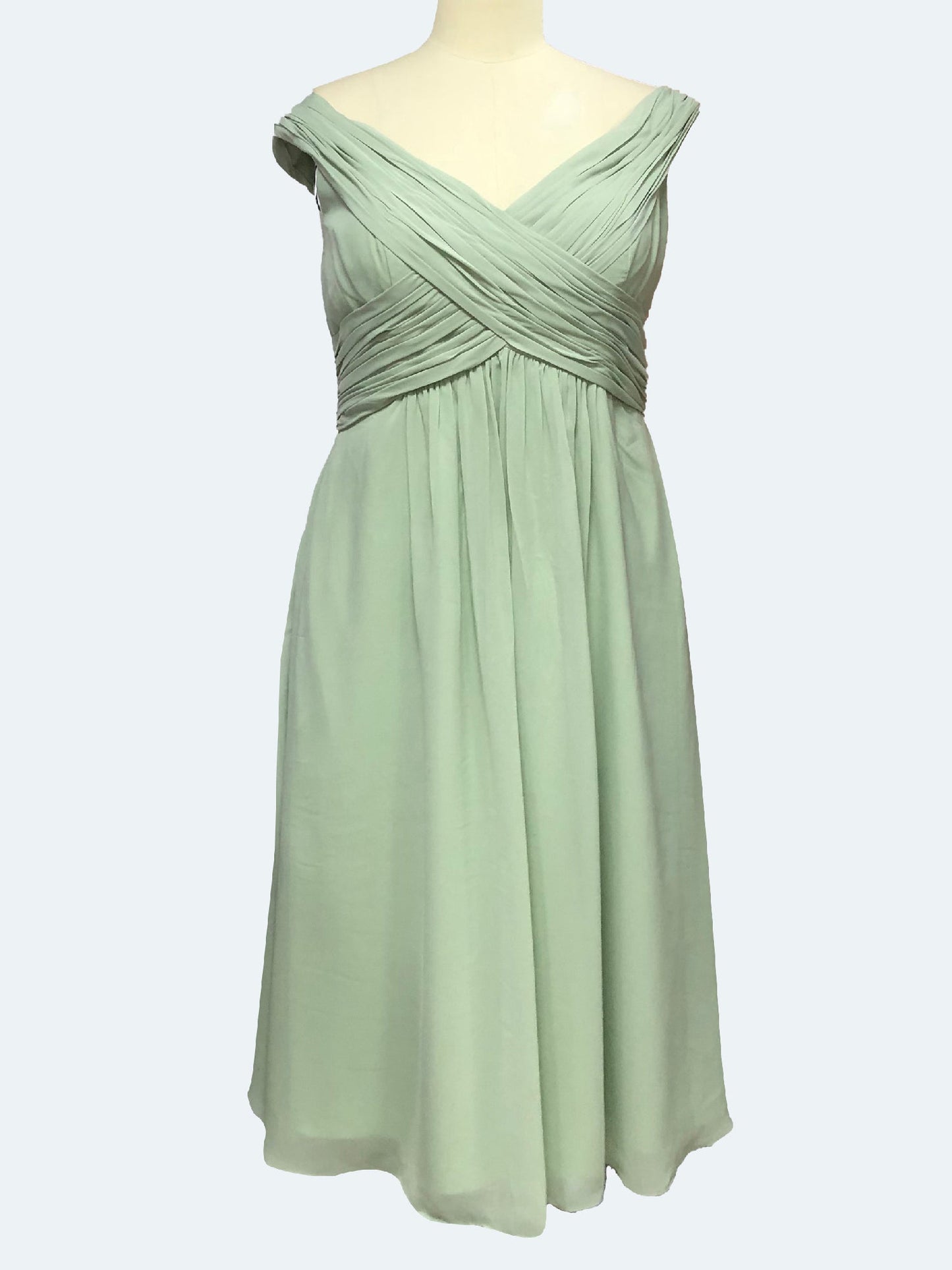 Chiffon Off the Shoulder Cap Sleeves Bridesmaid Dress| Plus Size | 60+ Colors