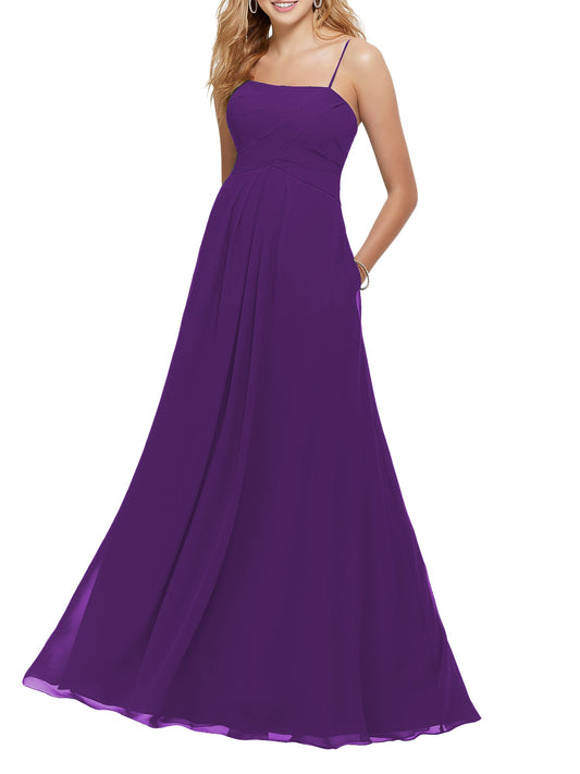 Chiffon V-Neck Sleeveless Bridesmaid Dress| Plus Size | 60+ Colors