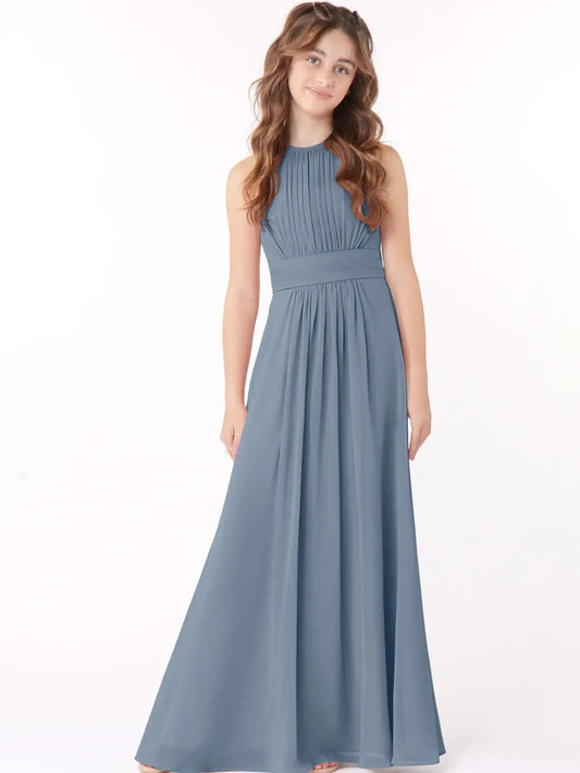 Chiffon Spaghetti Straps Half Sleeves Junior Dress