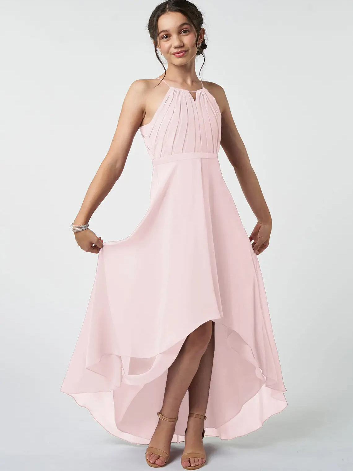 Chiffon A-Line Halter Sleeveless Junior Dress-MJ00008