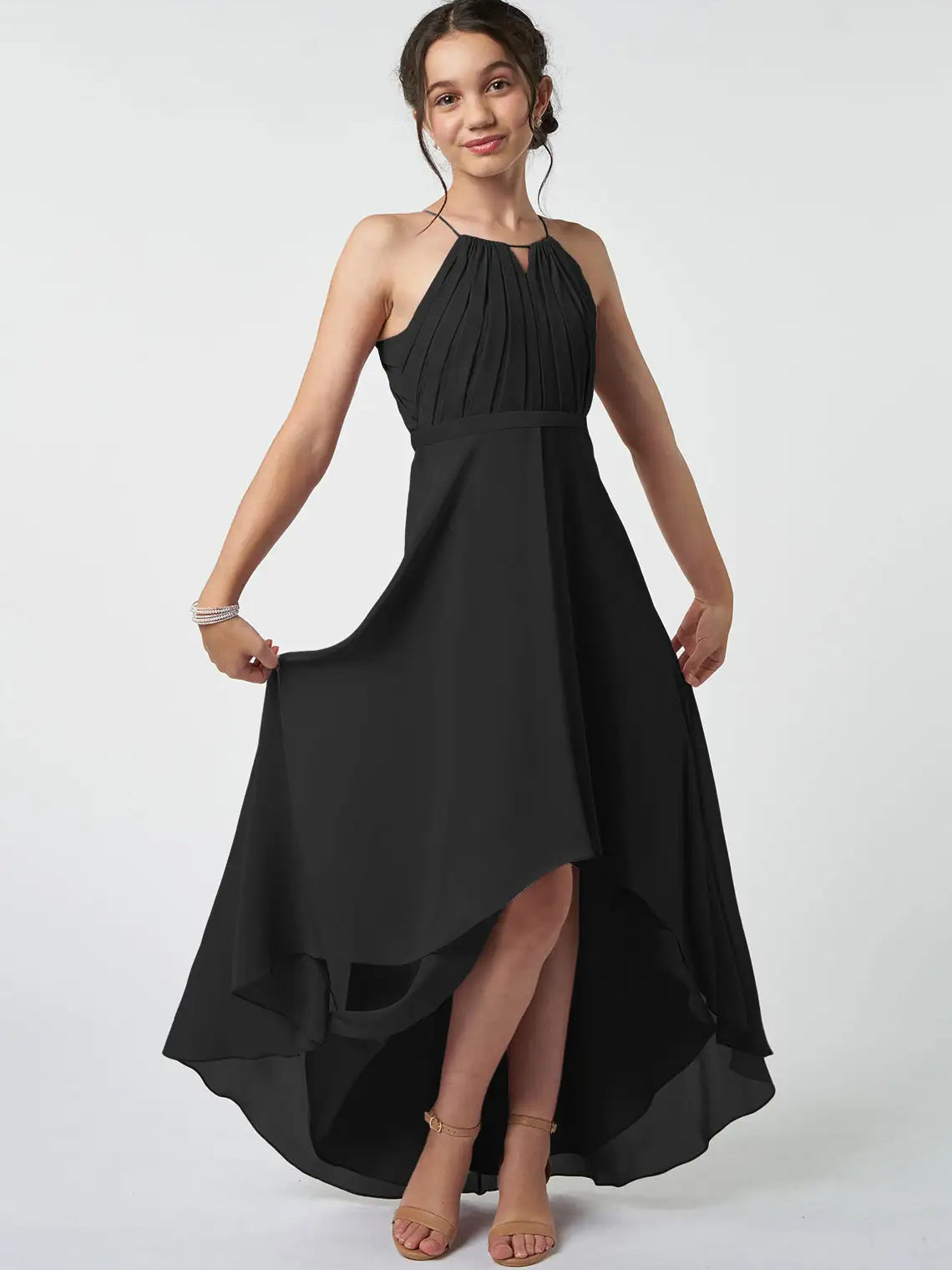 Chiffon A-Line Halter Sleeveless Junior Dress-MJ00008