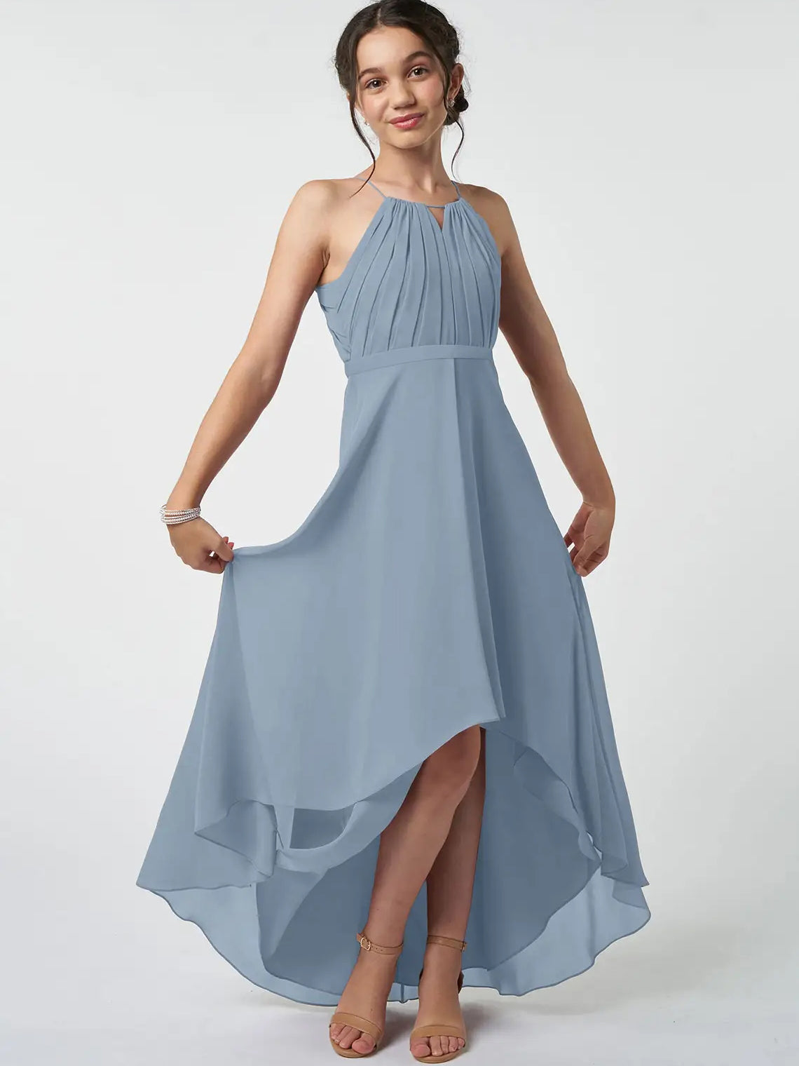 Chiffon A-Line Halter Sleeveless Junior Dress-MJ00008