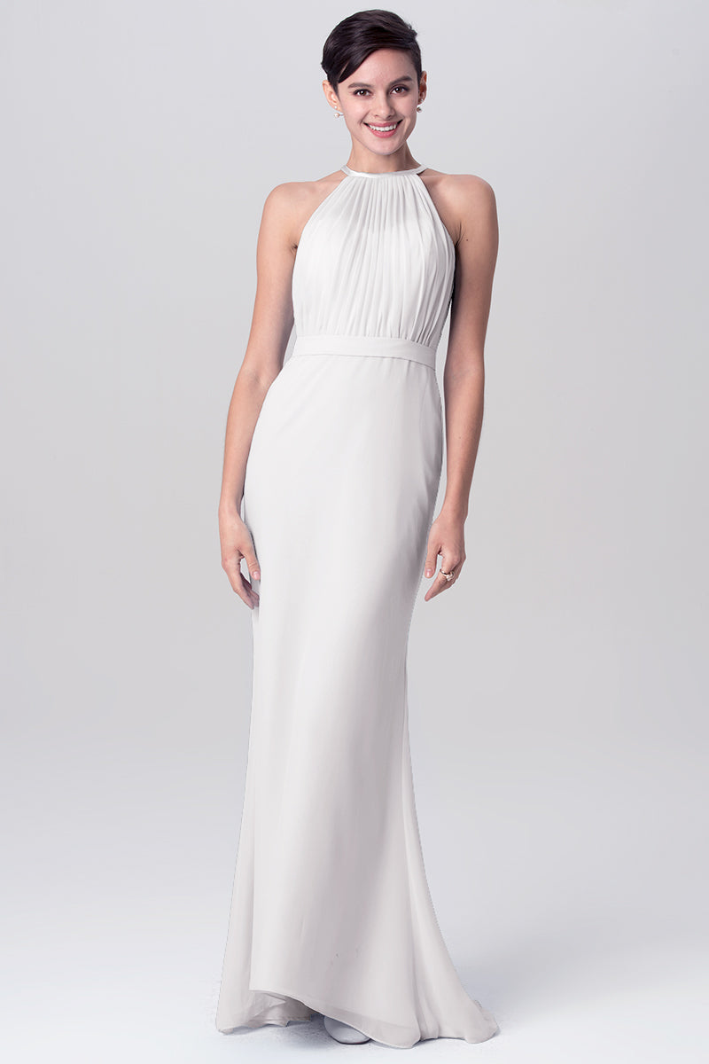 Chiffon Mermaid Halter Sleeveless Bridesmaid Dress-MB0113112
