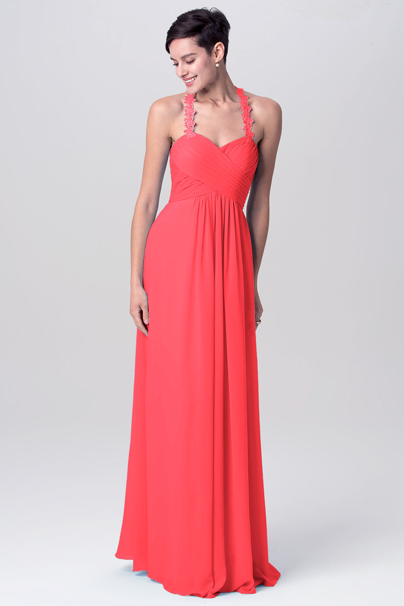 Lace Column Sweetheart Sleeveless Bridesmaid Dress-MB0113113