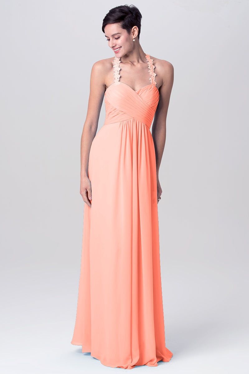 Lace Column Sweetheart Sleeveless Bridesmaid Dress-MB0113113