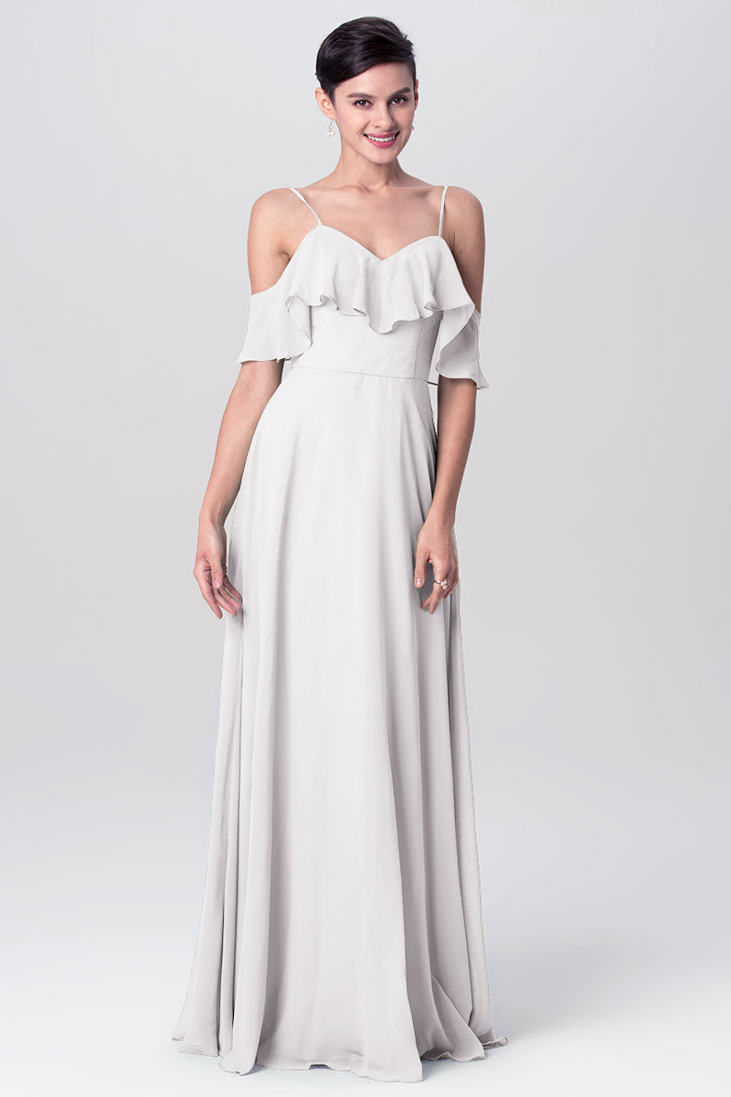 Chiffon Column Spaghetti Straps Sleeveless Bridesmaid Dress-MB0113128