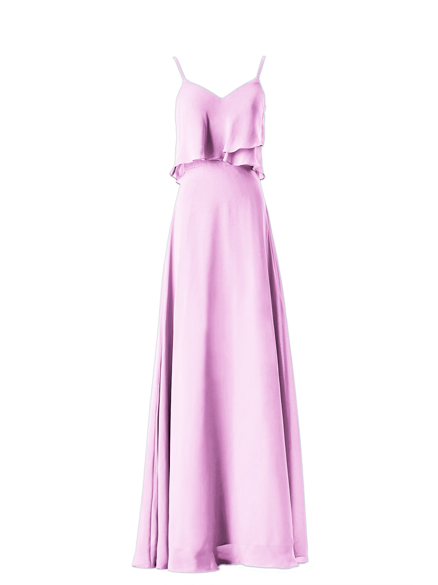 Chiffon Column V-Neck Sleeveless Bridesmaid Dress-MB08333