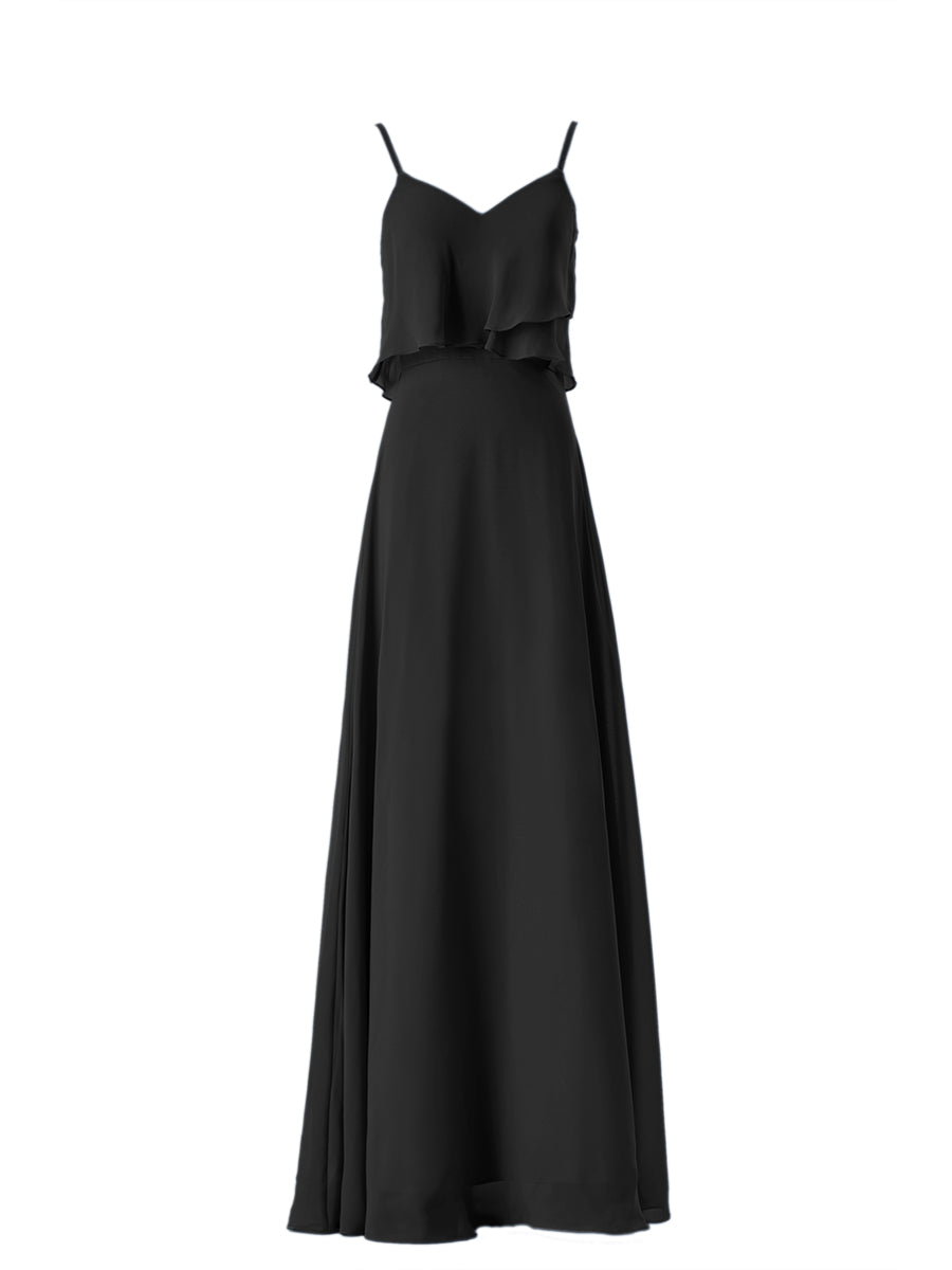 Chiffon Column V-Neck Sleeveless Bridesmaid Dress-MB08333