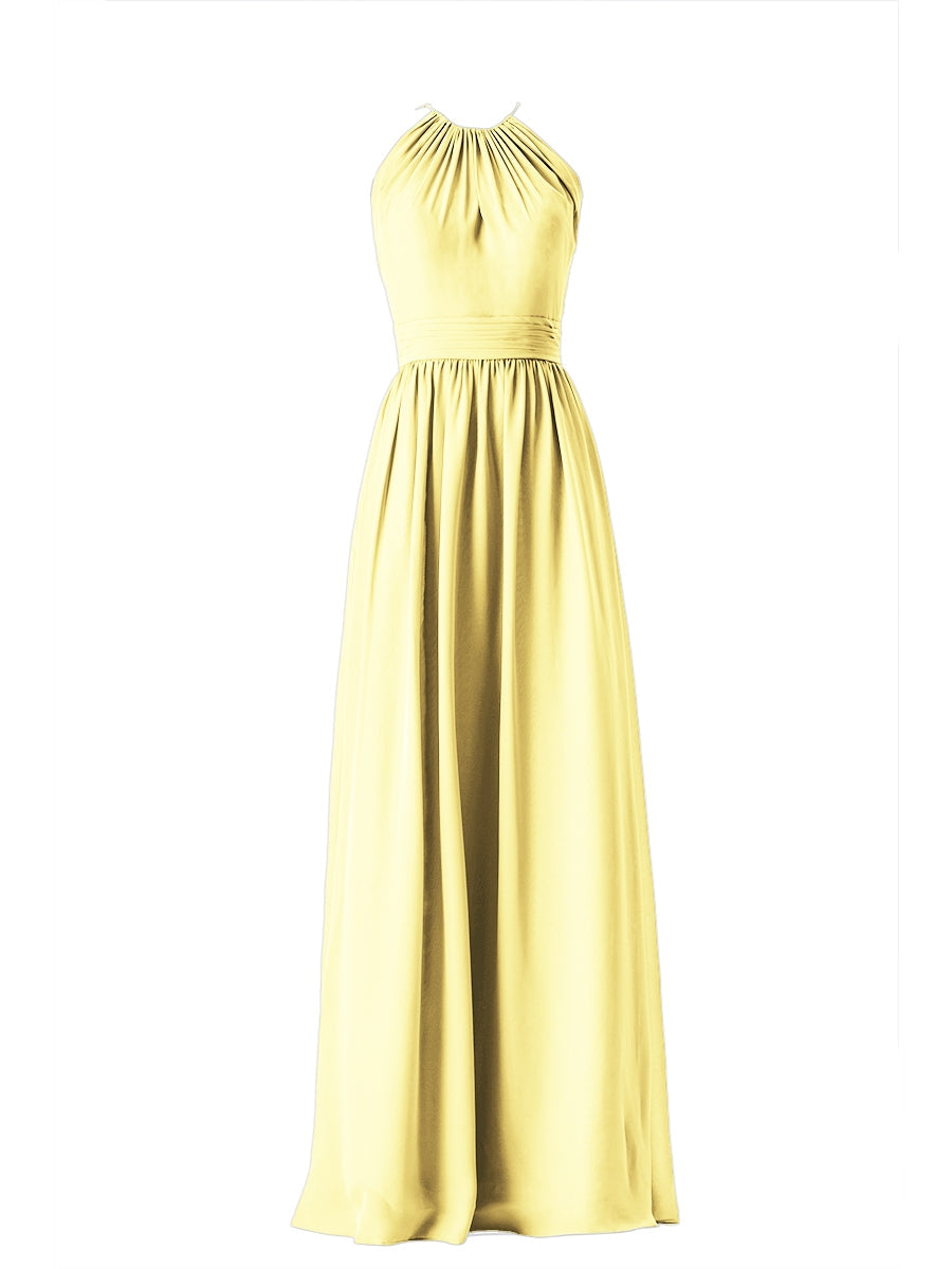 Chiffon Column Scoop Neck Sleeveless Bridesmaid Dress-MB13634