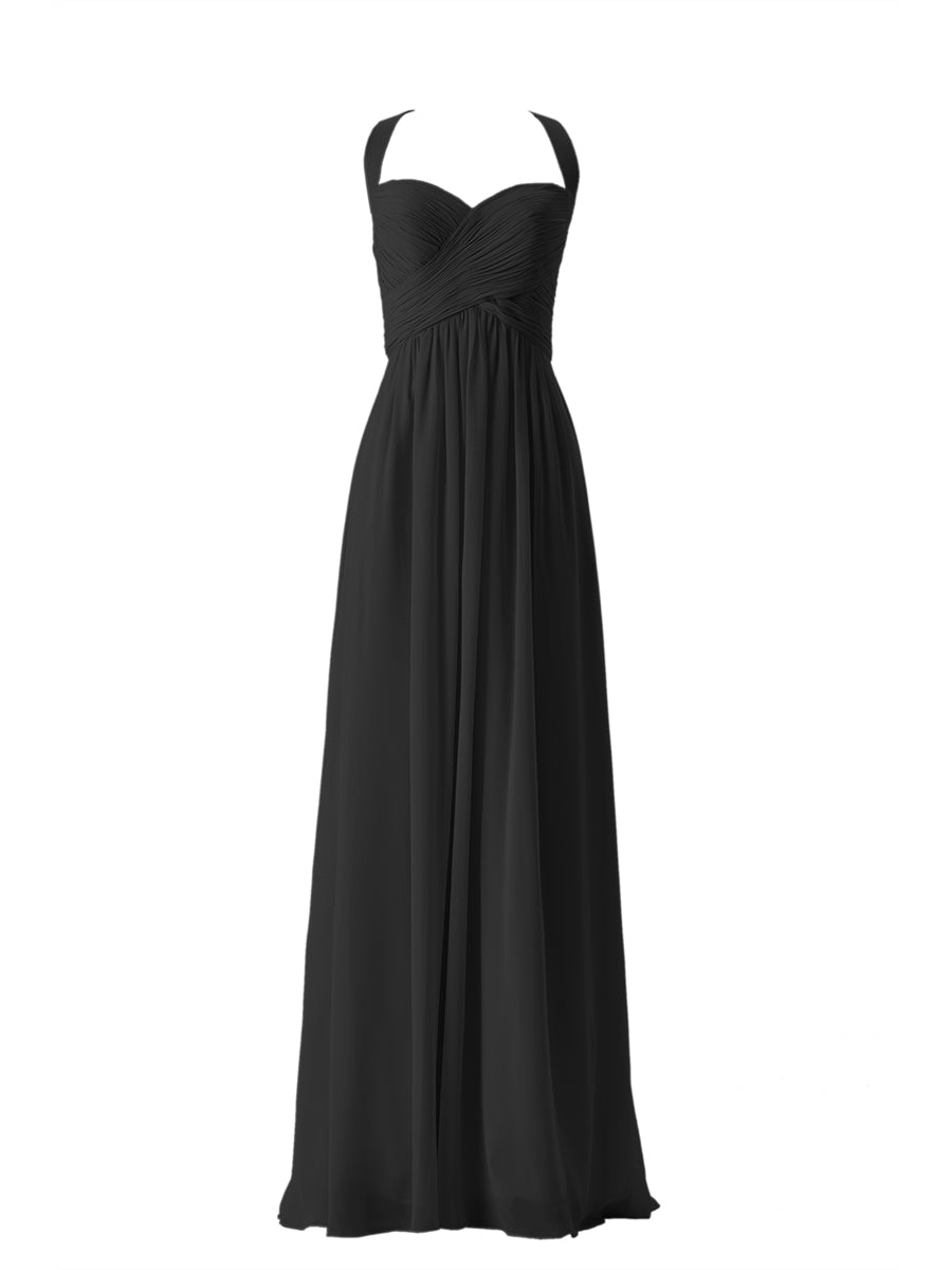 Chiffon Column Sweetheart Sleeveless Bridesmaid Dress-MB13662