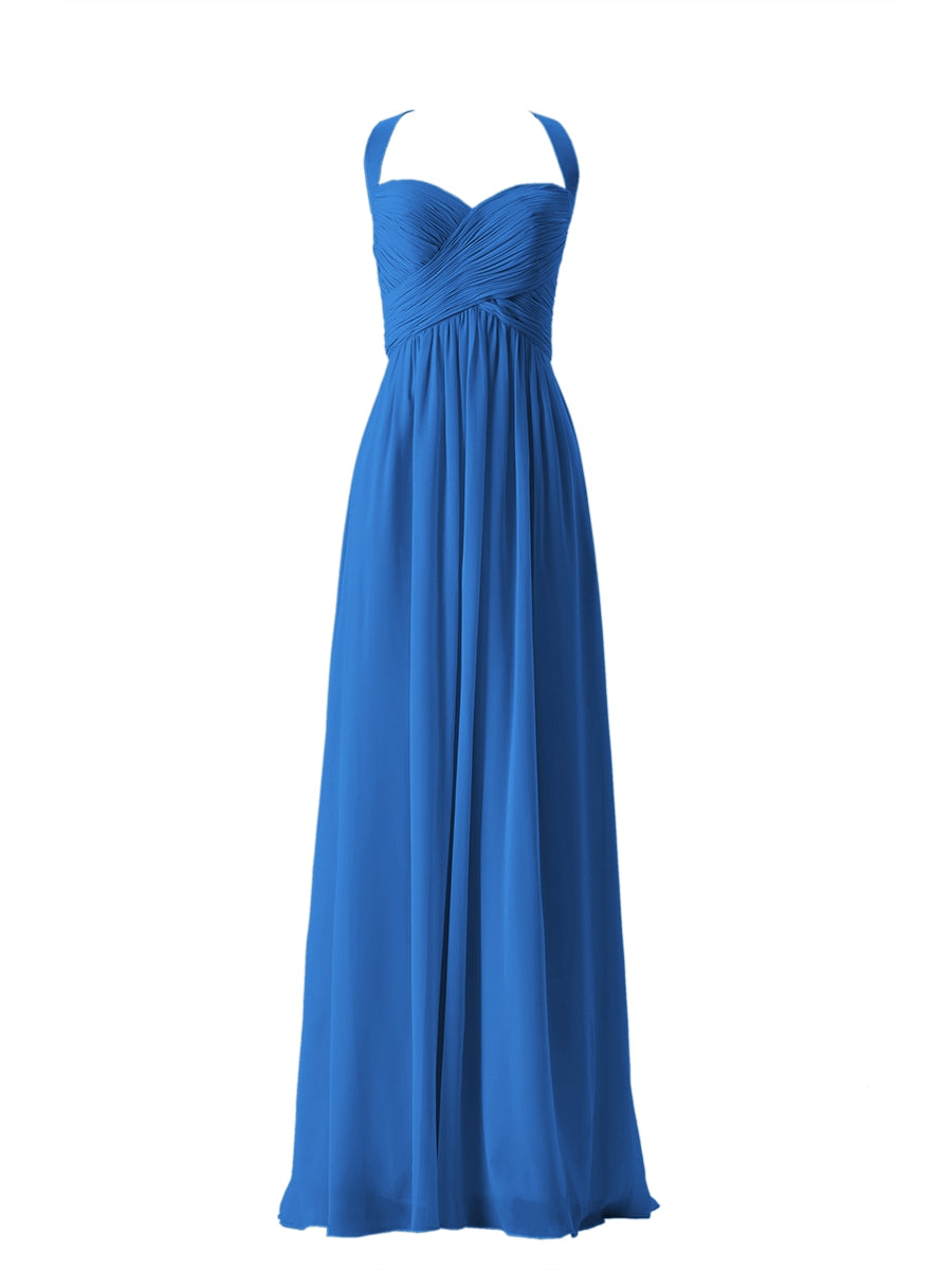 Chiffon Column Sweetheart Sleeveless Bridesmaid Dress-MB13662