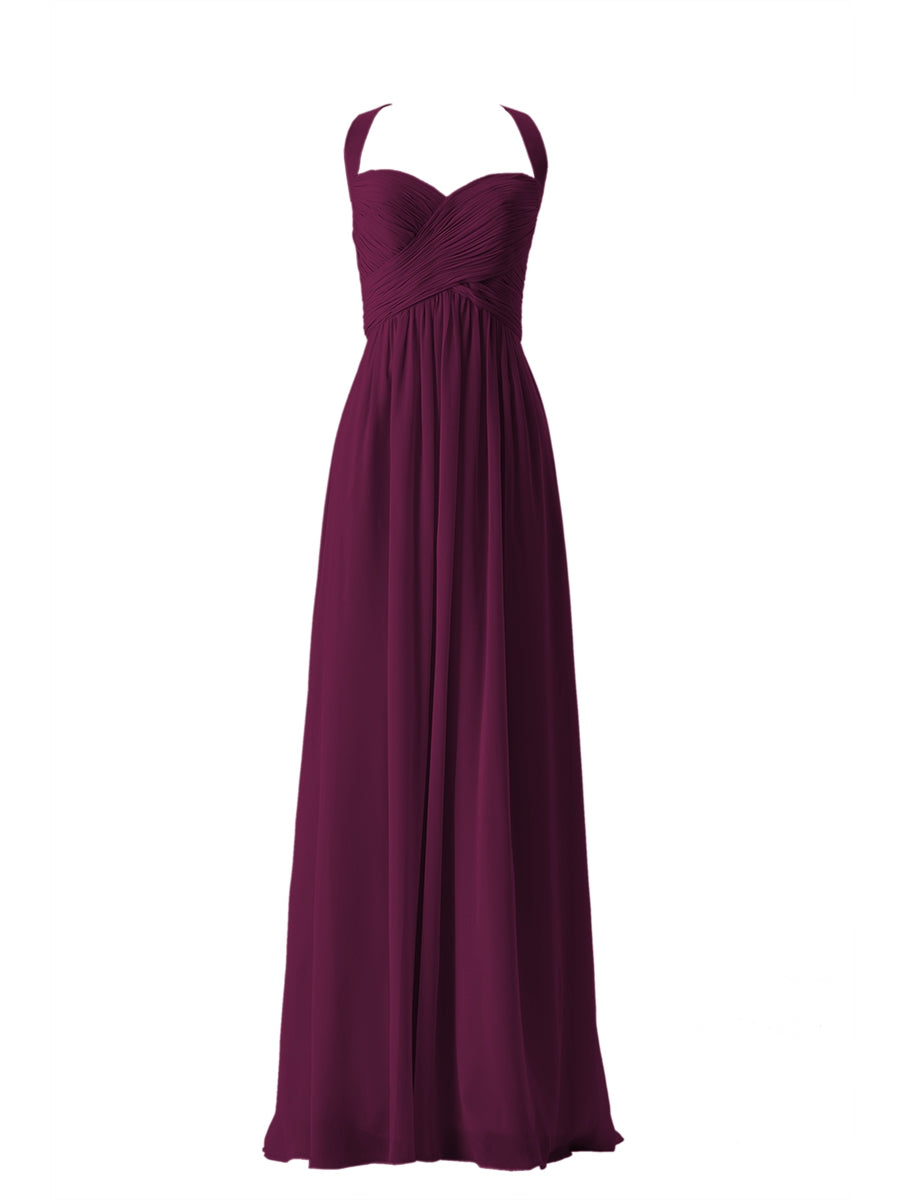 Chiffon Column Sweetheart Sleeveless Bridesmaid Dress-MB13662