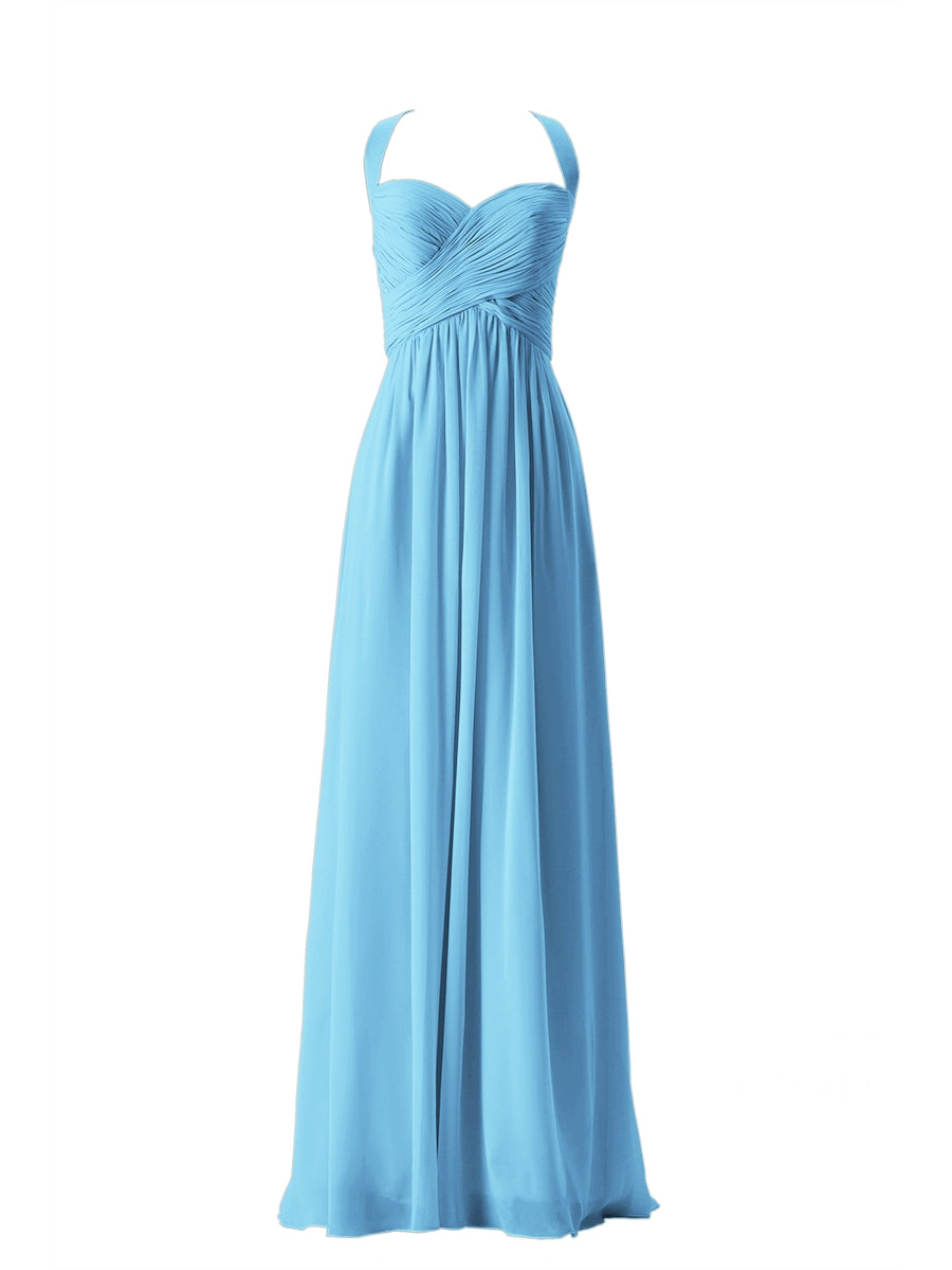 Chiffon Column Sweetheart Sleeveless Bridesmaid Dress-MB13662