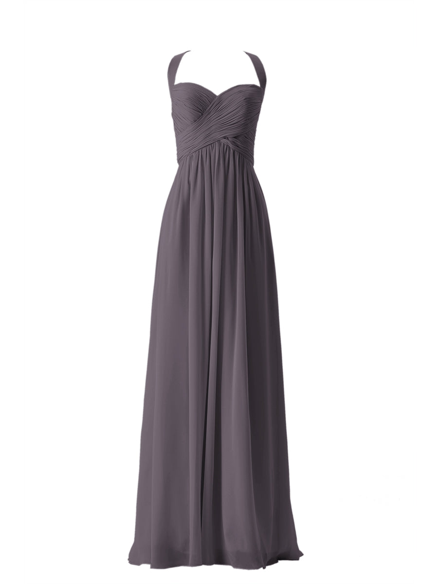 Chiffon Column Sweetheart Sleeveless Bridesmaid Dress-MB13662