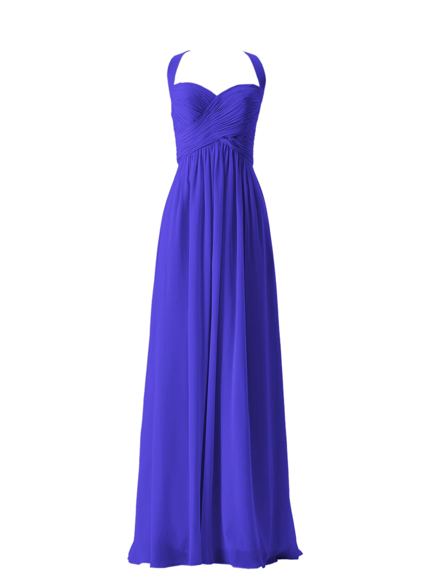 Chiffon Column Sweetheart Sleeveless Bridesmaid Dress-MB13662