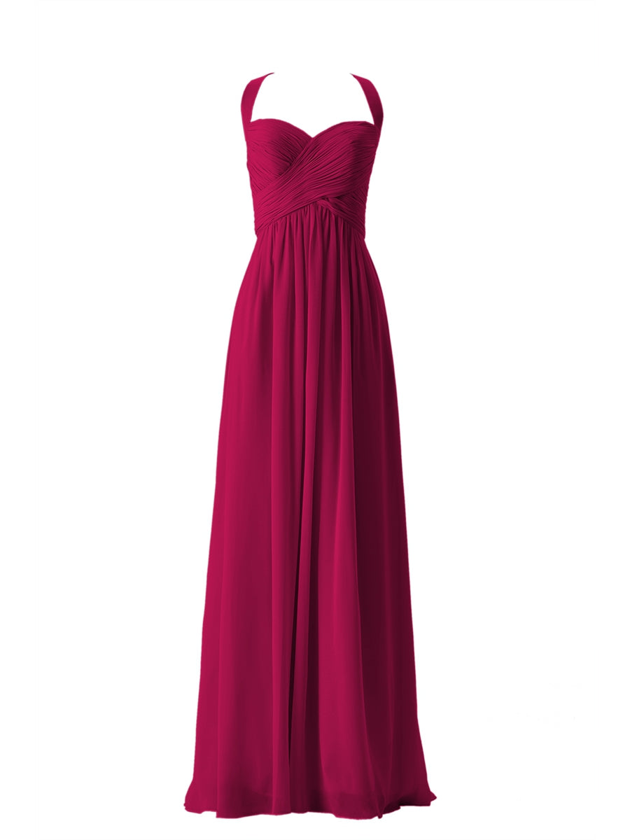 Chiffon Column Sweetheart Sleeveless Bridesmaid Dress-MB13662