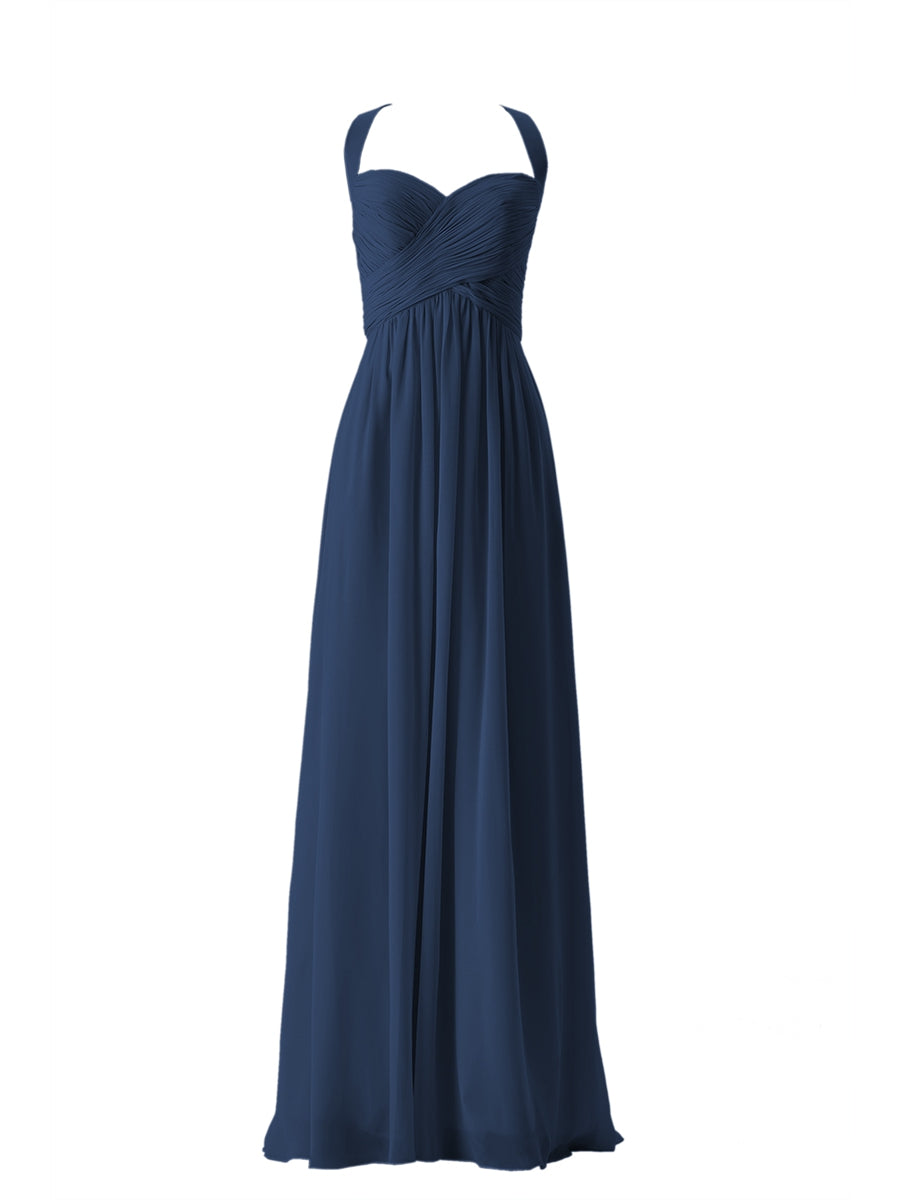 Chiffon Column Sweetheart Sleeveless Bridesmaid Dress-MB13662