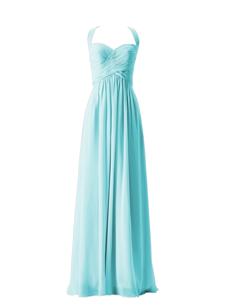 Chiffon Column Sweetheart Sleeveless Bridesmaid Dress-MB13662