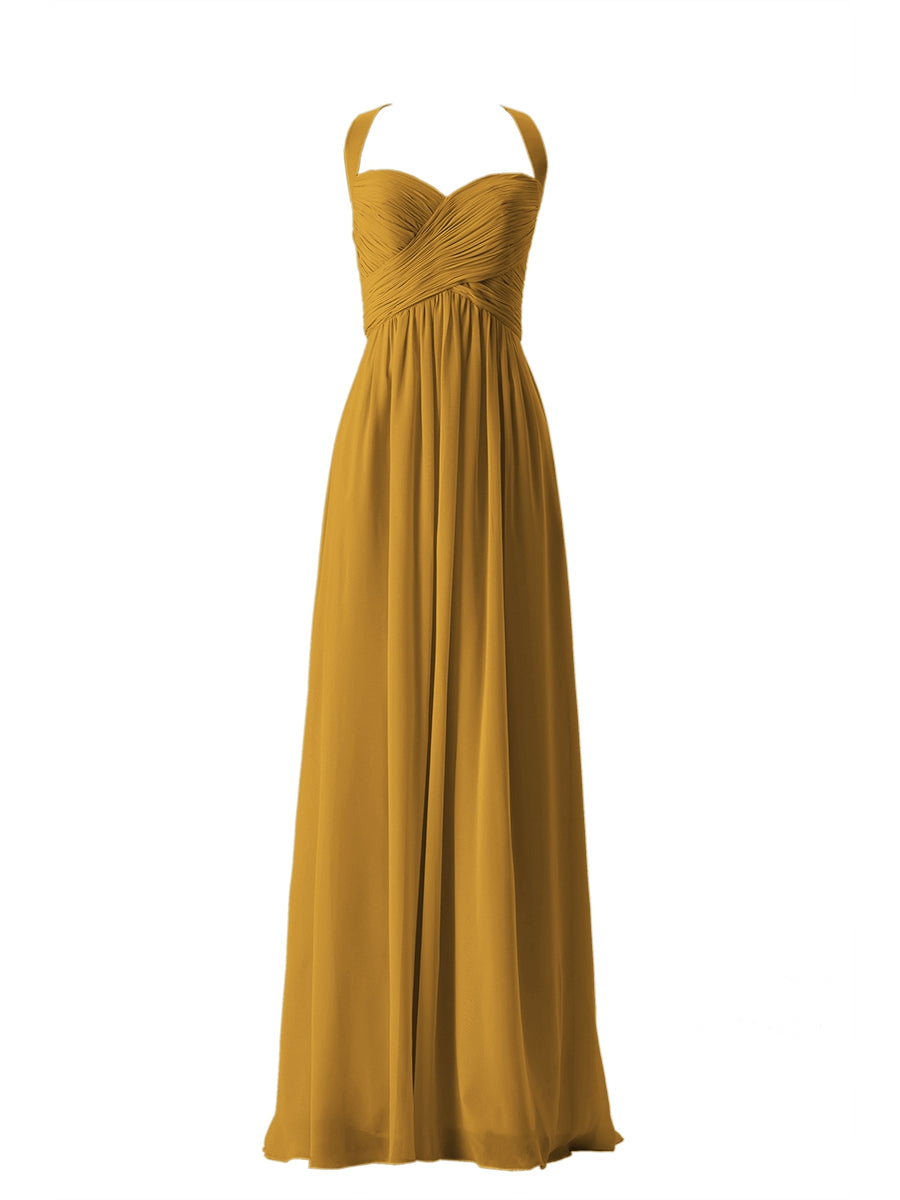 Chiffon Column Sweetheart Sleeveless Bridesmaid Dress-MB13662