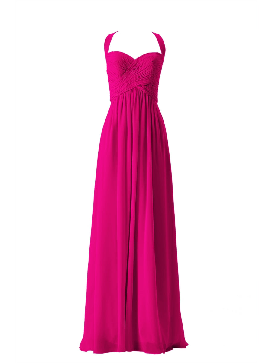 Chiffon Column Sweetheart Sleeveless Bridesmaid Dress-MB13662