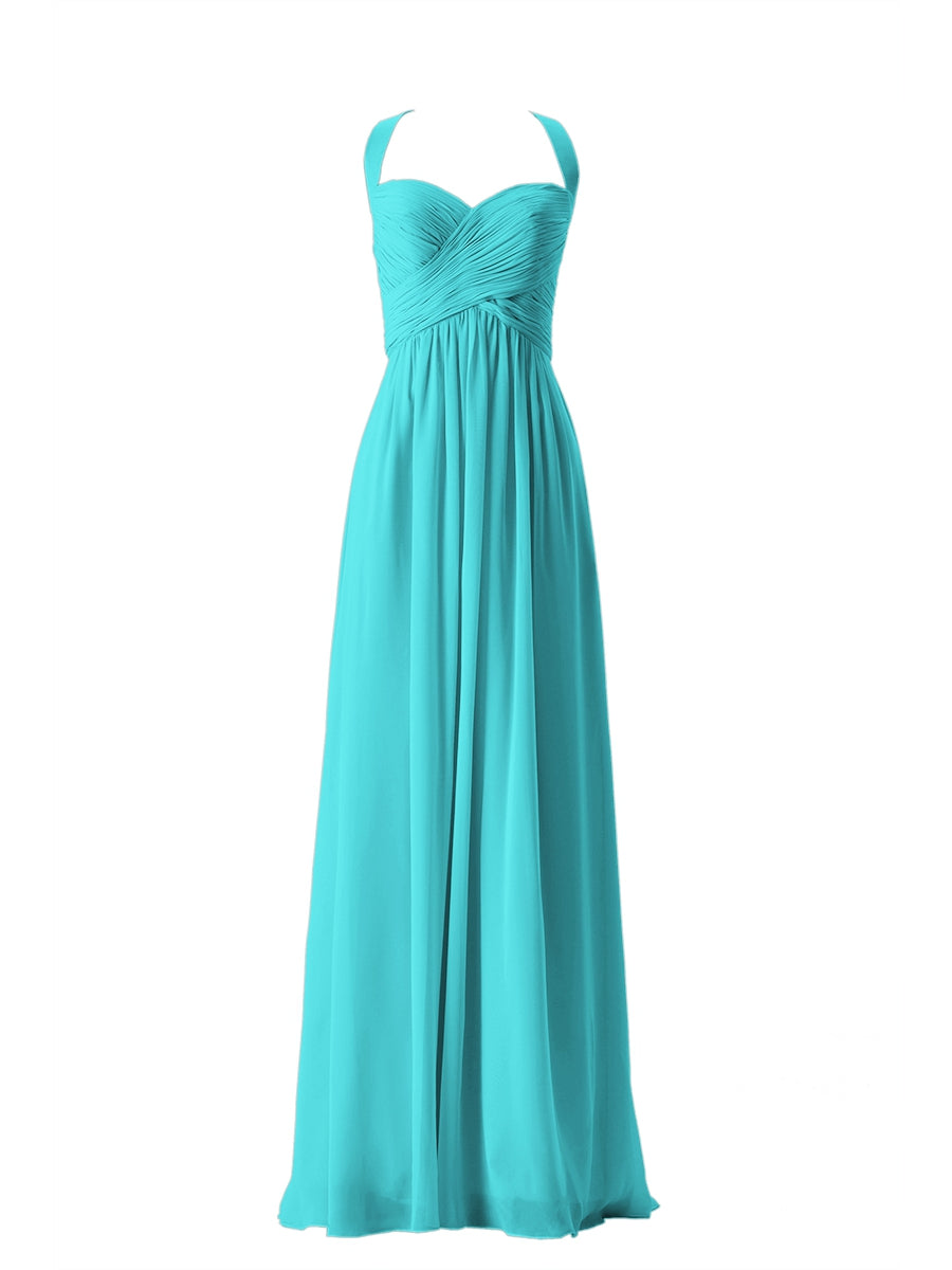 Chiffon Column Sweetheart Sleeveless Bridesmaid Dress-MB13662