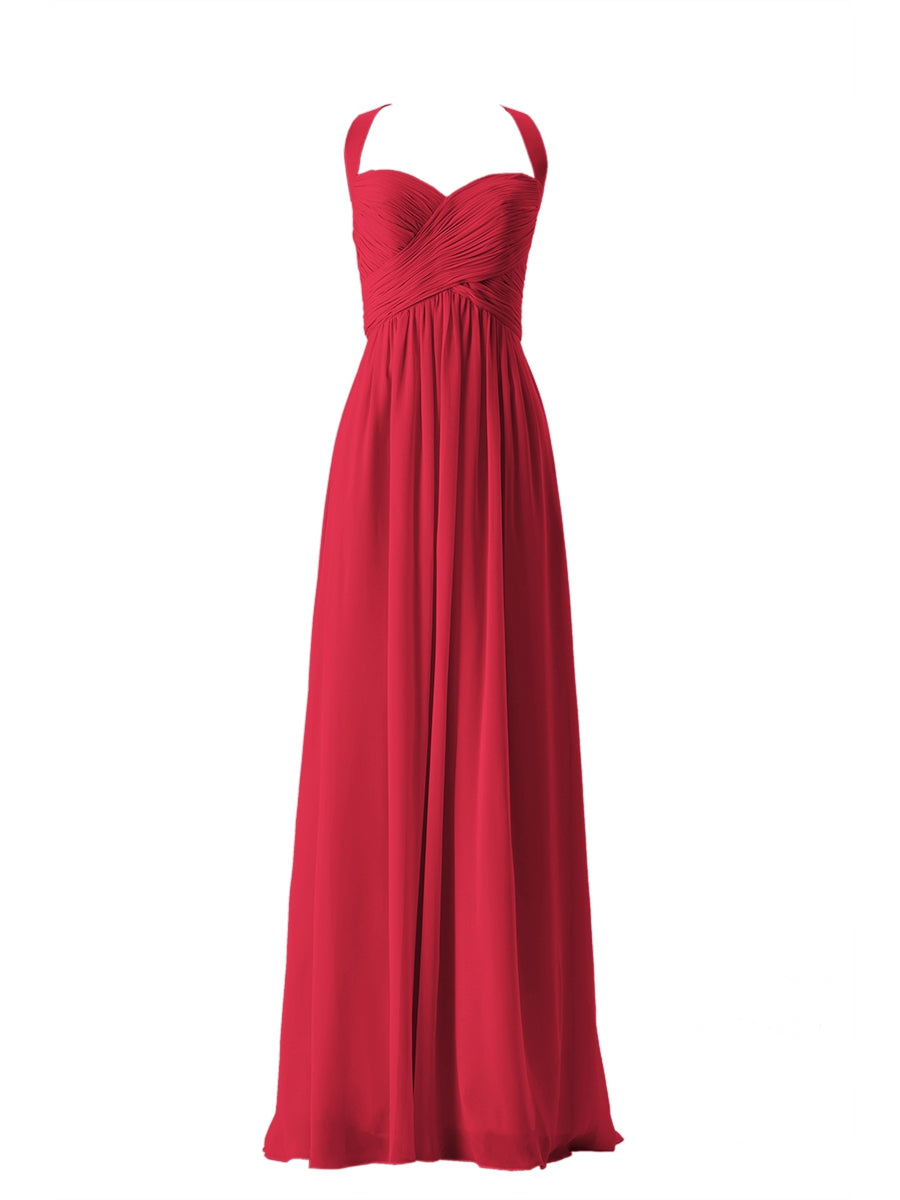 Chiffon Column Sweetheart Sleeveless Bridesmaid Dress-MB13662