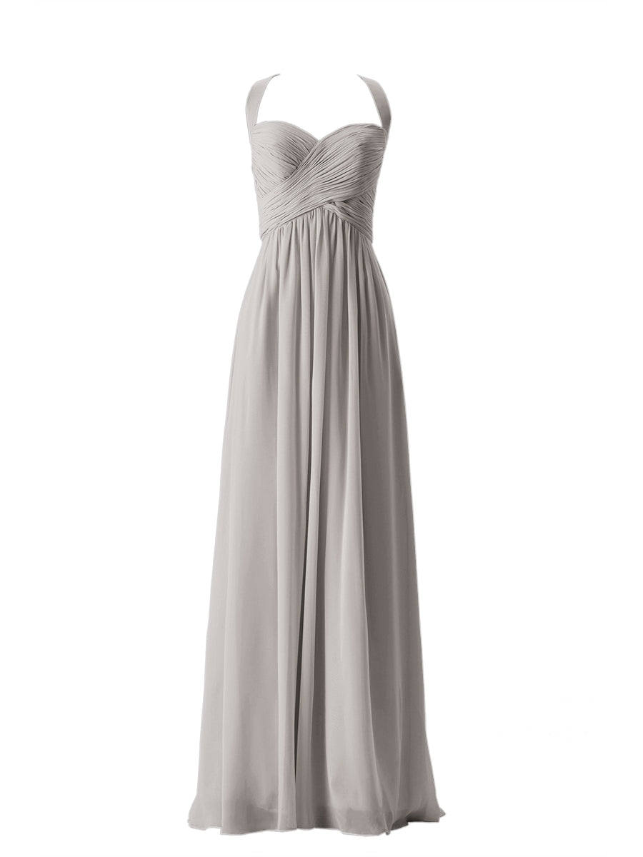 Chiffon Column Sweetheart Sleeveless Bridesmaid Dress-MB13662