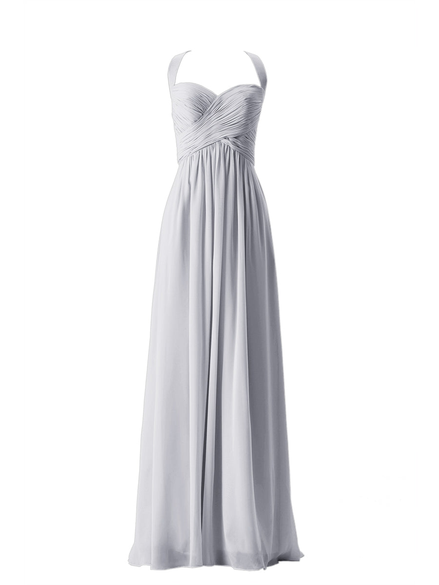 Chiffon Column Sweetheart Sleeveless Bridesmaid Dress-MB13662