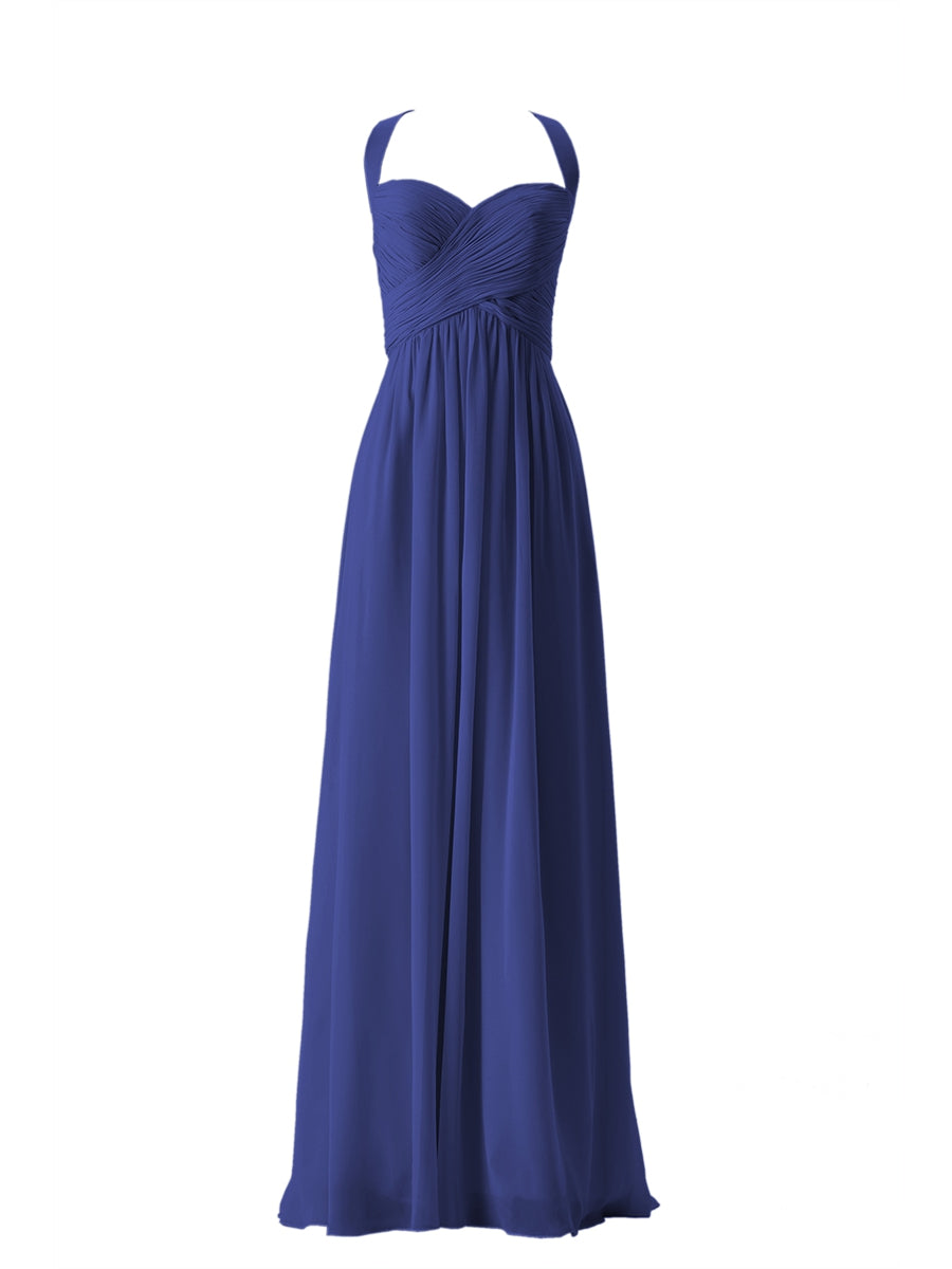 Chiffon Column Sweetheart Sleeveless Bridesmaid Dress-MB13662