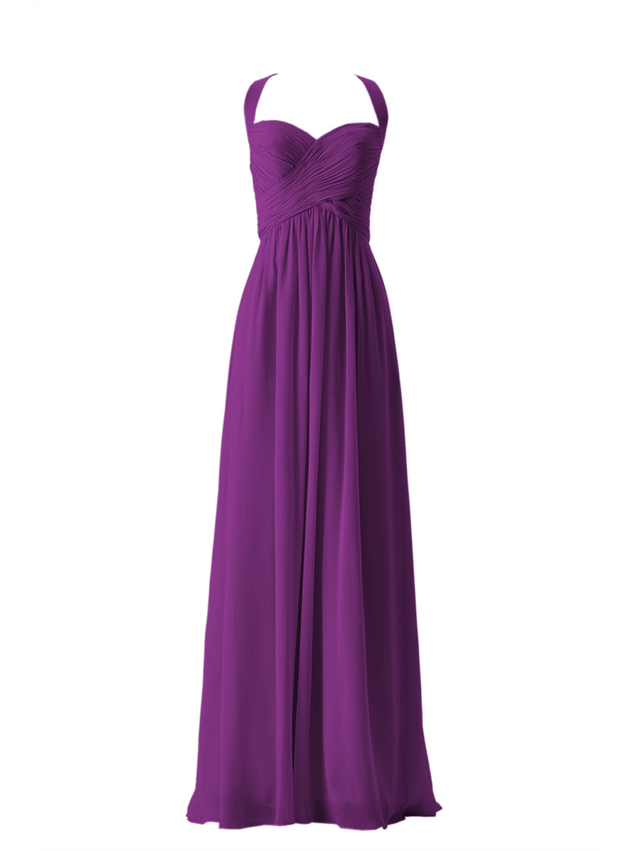 Chiffon Column Sweetheart Sleeveless Bridesmaid Dress-MB13662